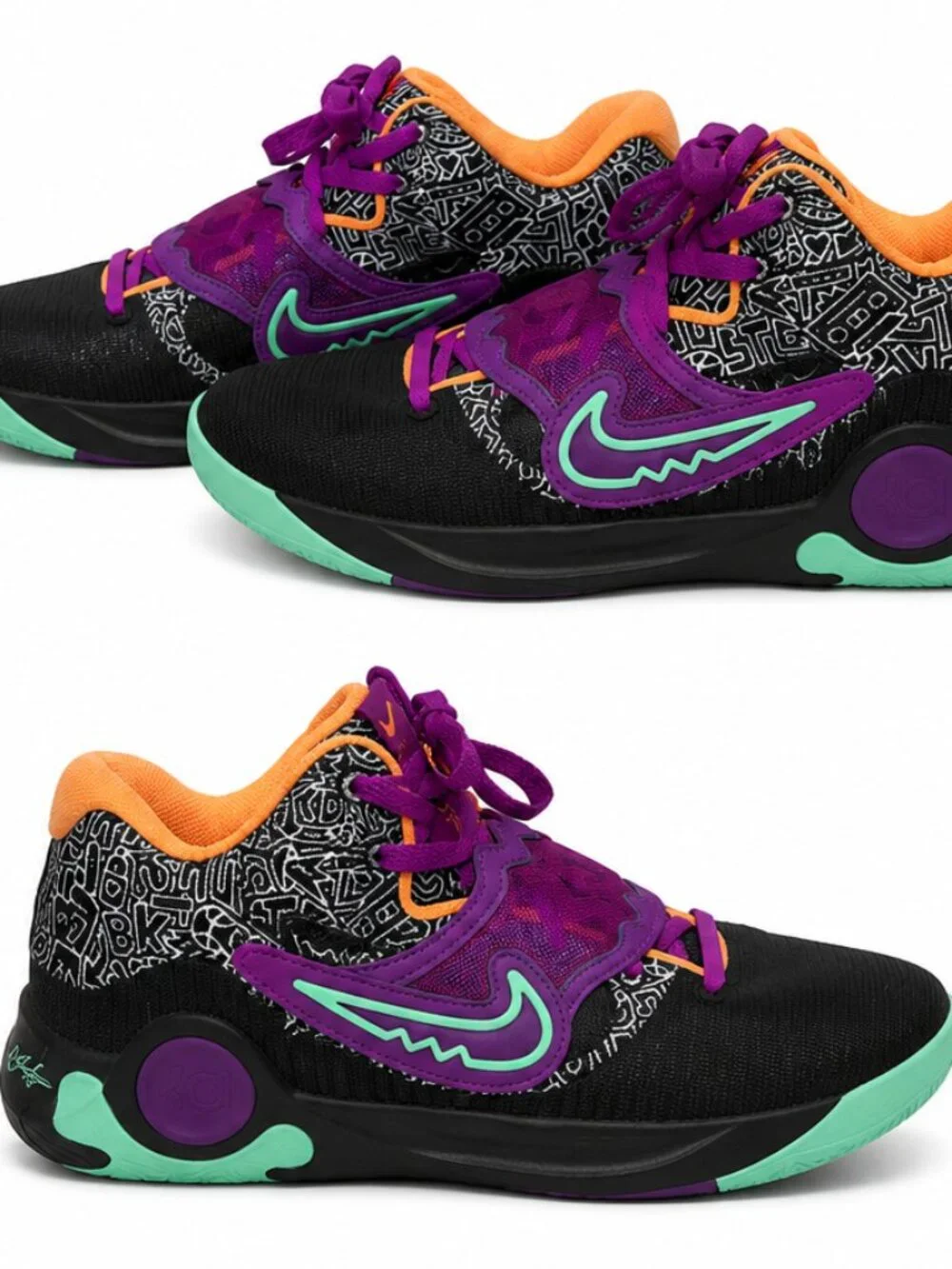 Nike KD Trey 5 X Basketball Shoes, Size 11 Black Purple Mint Orange